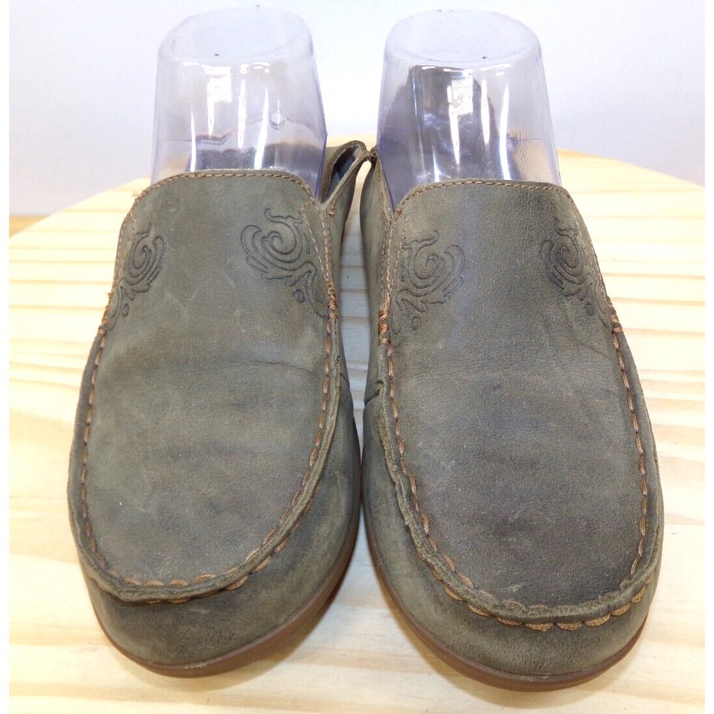Olukai Nohea Nubuck Slip On Shoes Womens Green Size 7 Loafers Nubuck‎ Leather